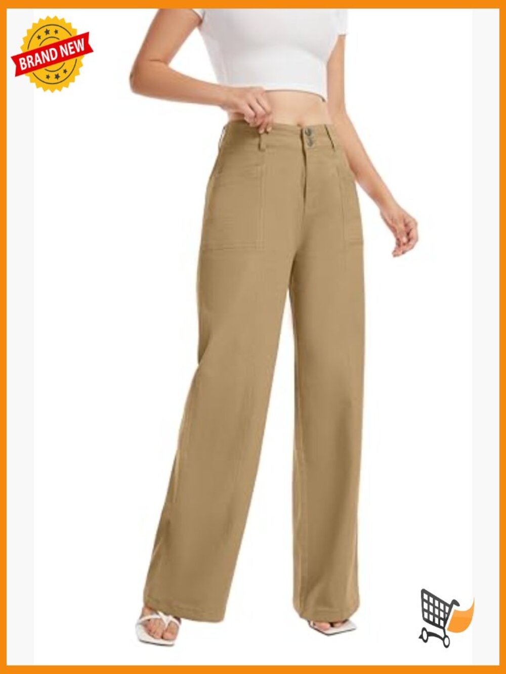 High Waist Wide Leg Stretchy Baggy Denim Jeans Pull On Tummy Control - Picture 4 of 6